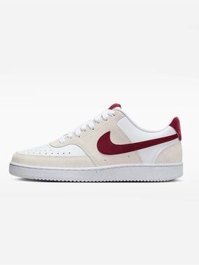 Nike White Red Court Vision Low-Top Casual Sneakers